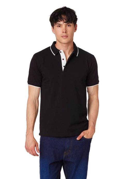 Black Men's Pique Short Sleeve Polo Shirt